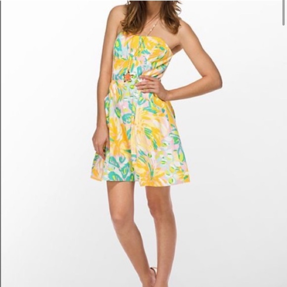 Lilly Pulitzer Blossoms Strapless Dress in Lilly’s‎ Pink Lilet 0